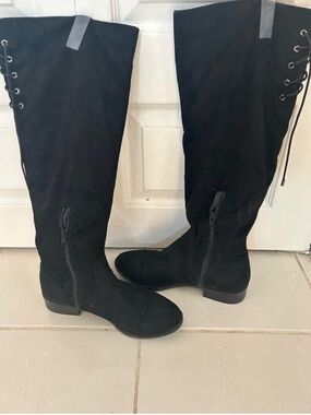 Aldo Black Knee high Lace-Up Suede Boots